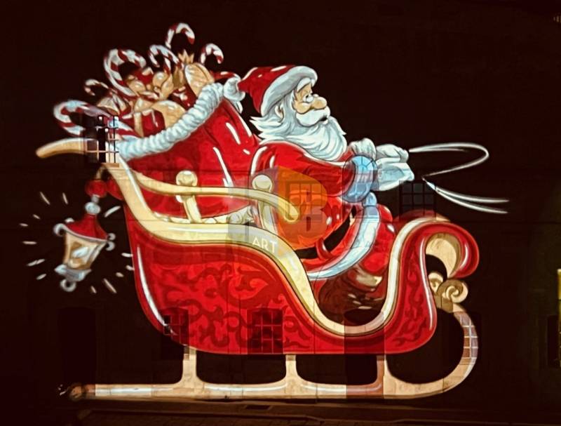 Projection personnalisée sur façade sur le thème de Noël à Lyon 